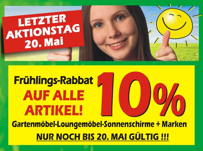 Gartenmöbel-Bacz 10% bis 20. Mai