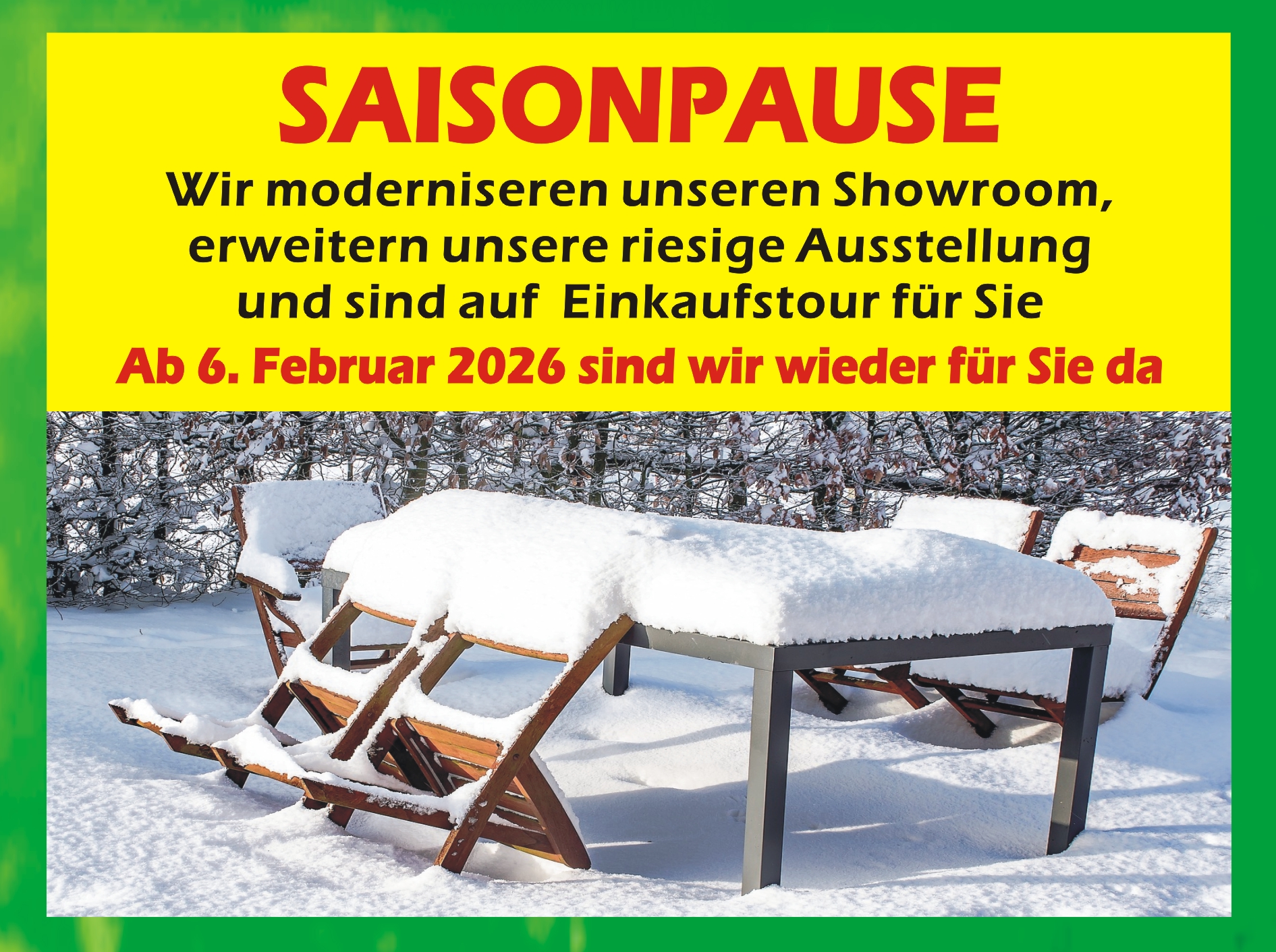 Saisonpause Gartenmöbel-Bacz