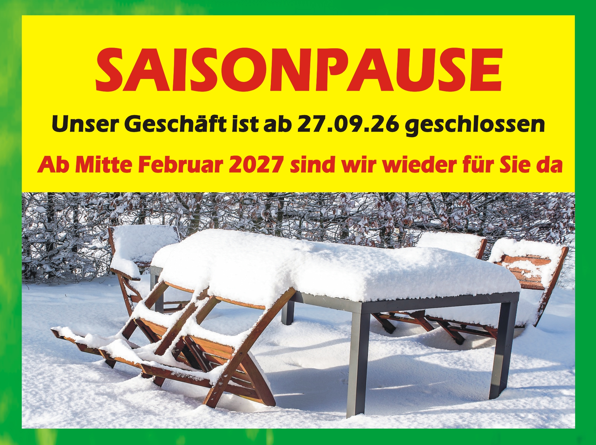 Saisonpause Gartenmöbel-Bacz